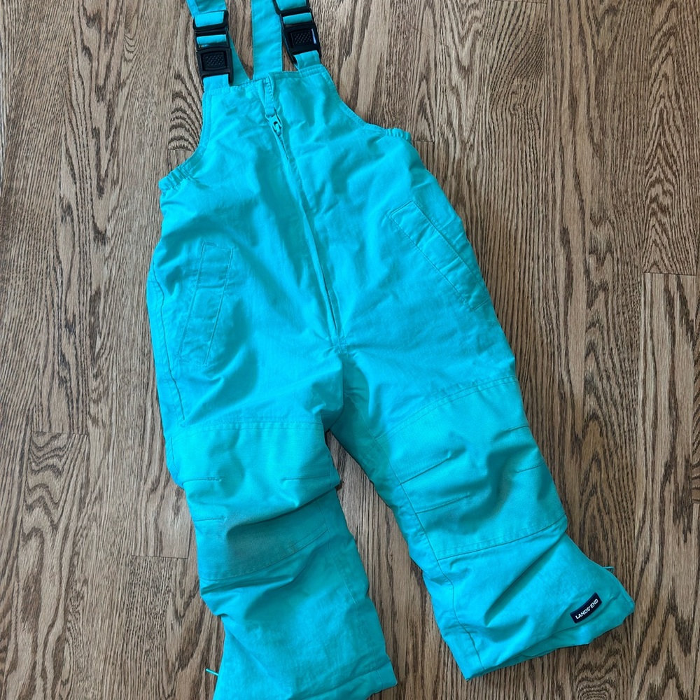 Lands' End Teal Insulated Snow Bibs for Winter